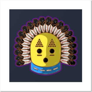 Native american hopi kachina art with rounded feathers Posters and Art